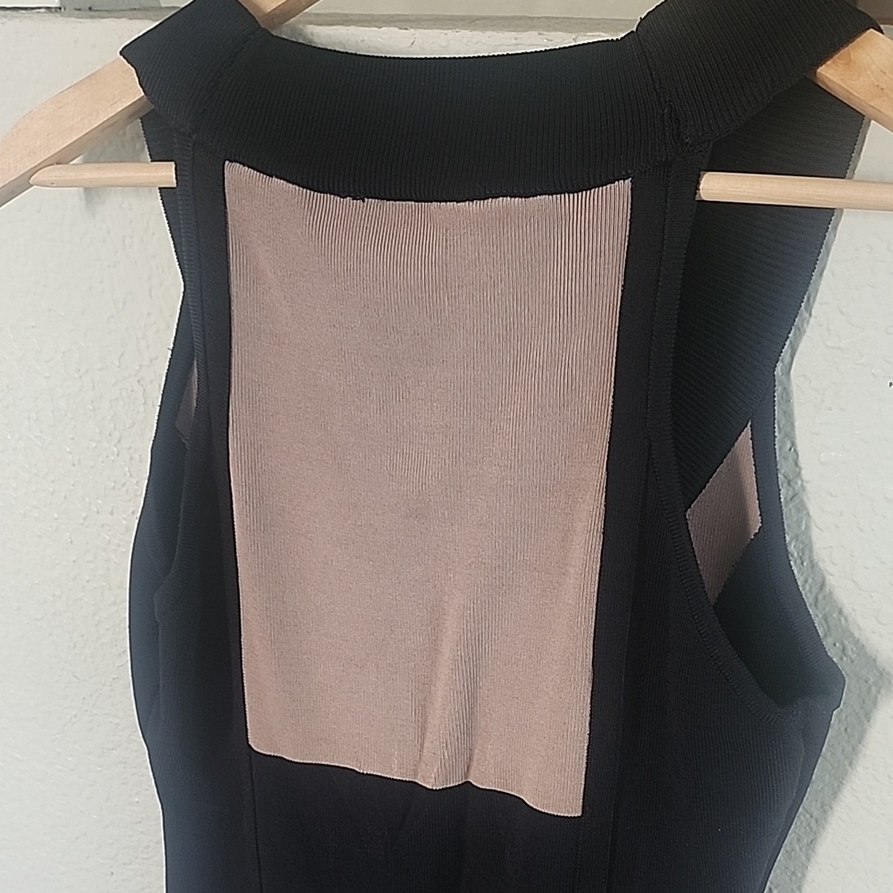 BCBGMaxazria Black and Taupe Colorblock Mini Dress - Picture 10 of 10